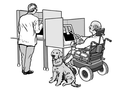 A voter with a disability casting his ballot